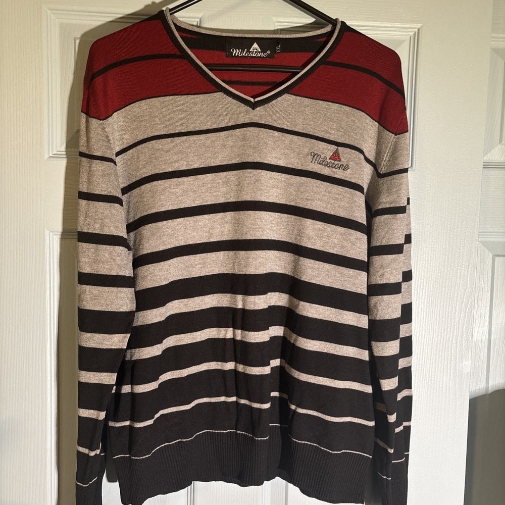 Milestone Men's Striped V Neck Sweater XXL. Germany.
